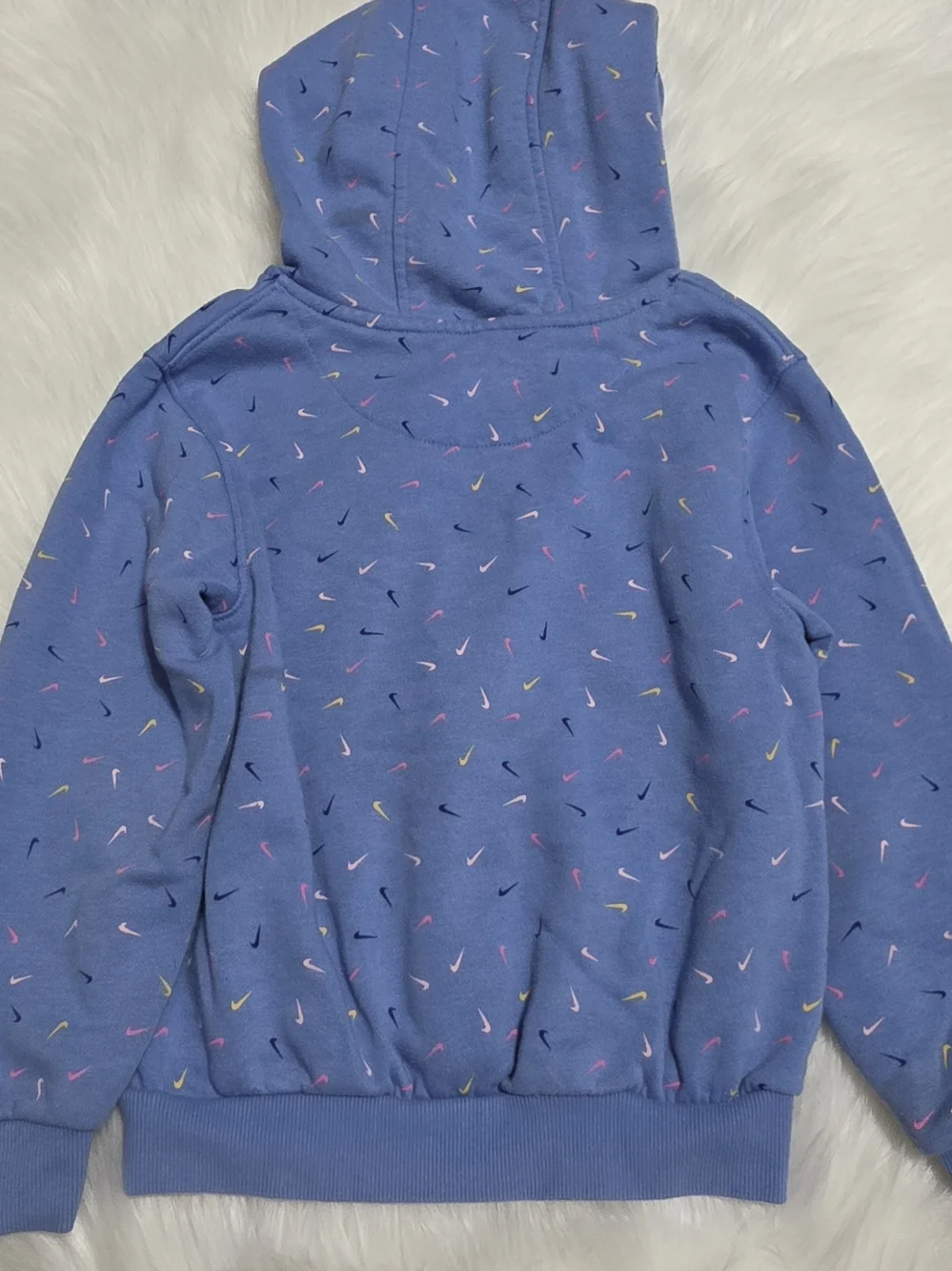 Nike Girls' Blue Hoodie, Size 5, Embroidered Logo